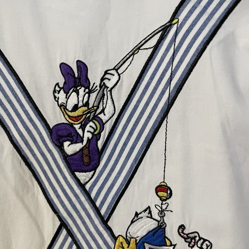 Vtg 90s Walt Disney World Mickey Mouse Suspender Shirt Embroidered Trompe L'oeil - Picture 14 of 16